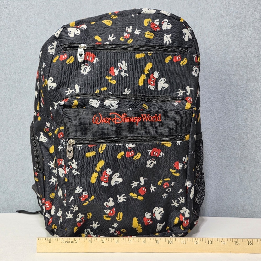 Walt Disney World Mickey Mouse Print Backpack Travel School Bag *see description